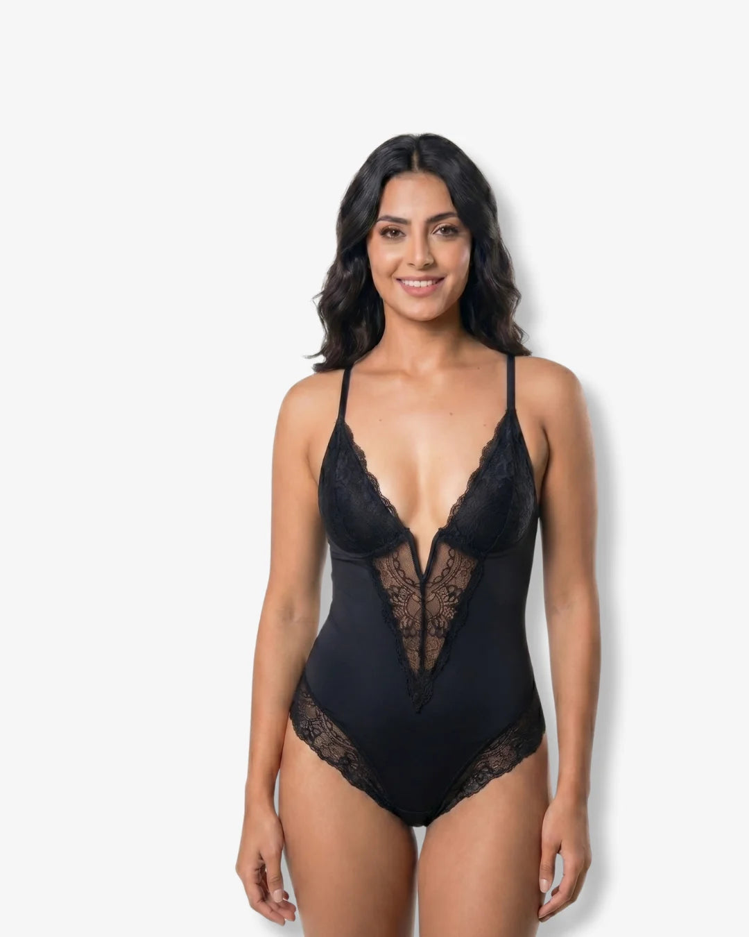 V-Neck Laced Bodysuit - Effortless Elegance Awaits