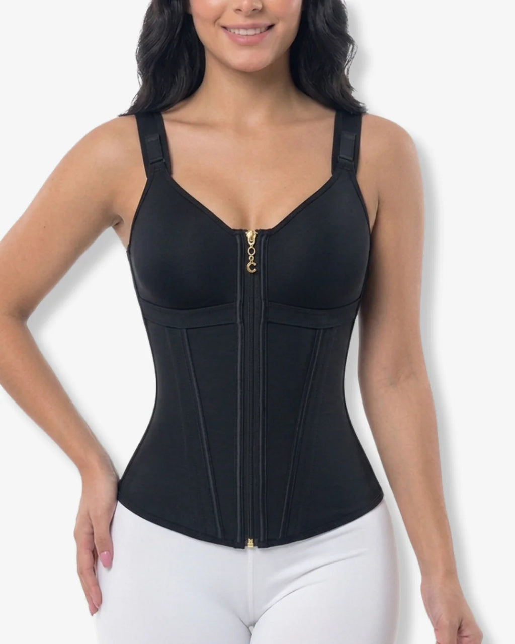 Zipper and belly Waist shaper with bust lift