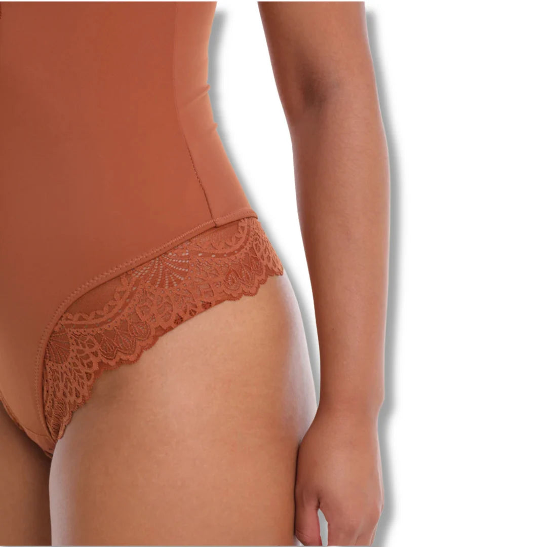 V-Neck Laced Bodysuit - Effortless Elegance Awaits