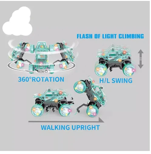 Double-Sided 360° RC Stunt Car Toy with Lights & Music – Rechargeable Remote Control Car